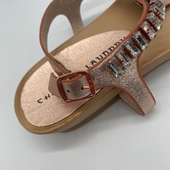 Chinese Laundry Flash Back Women's 7.5 Sandals Metallic Rose Gold Leather Thong - Picture 4 of 9
